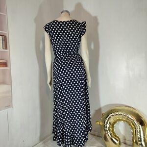 Elegant Navy Polka Dot Maxi Dress